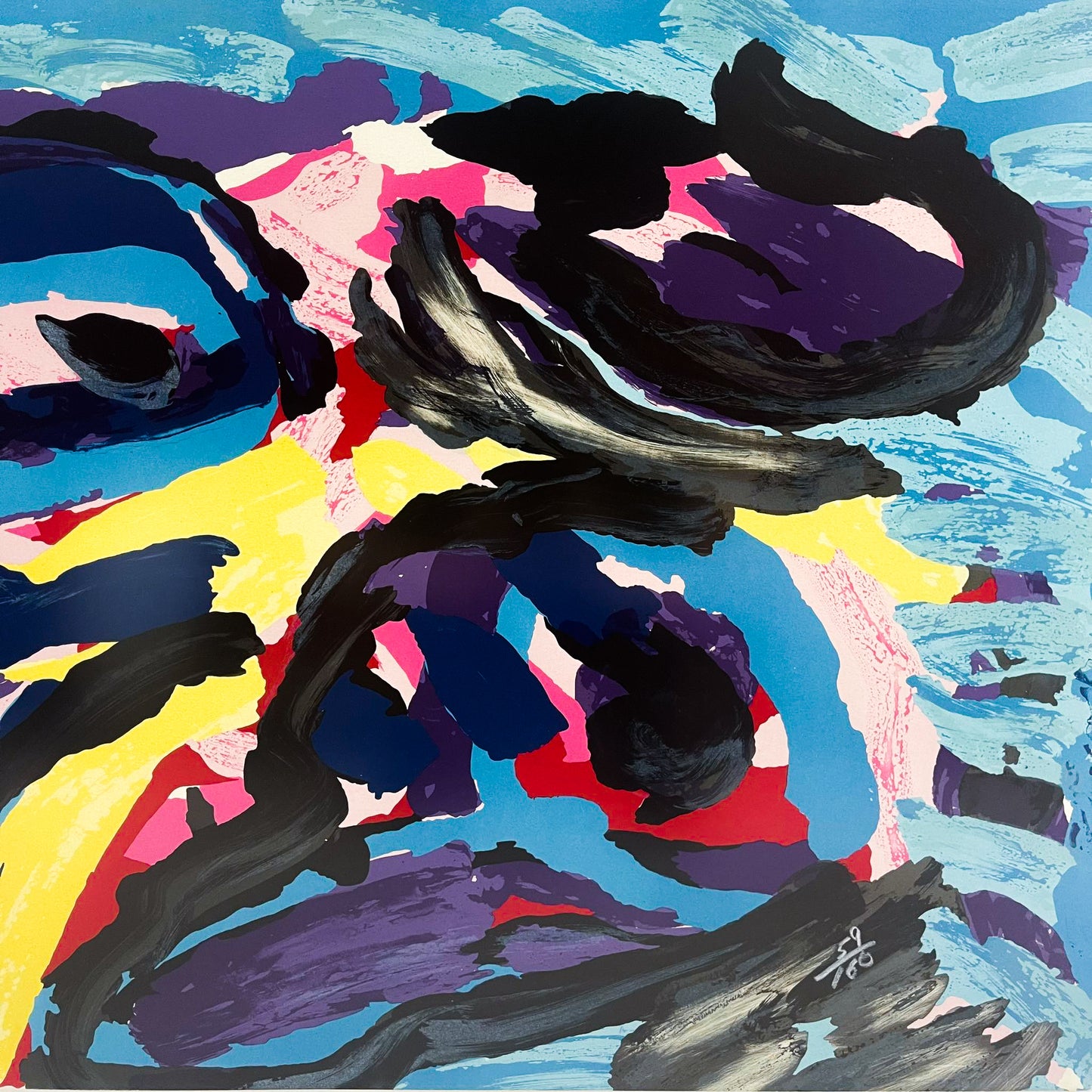 Karel Appel, 3 Faces Like Clouds lithograph, 1978